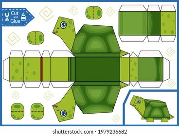 Turtle Paper Craft, Paper Turtle Craft, Turtle Activity, Animals Paper Craft, Turtle Vector, Animal Cutouts, Cut And Glue, Paper Games, Animal Puzzle