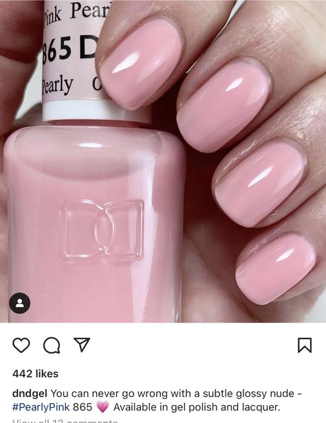 Soft Pink Dnd Gel, Dnd Clear Pink Gel Nails, Dnd 551 Blushing Pink, Dnd Gel Polish Colors Light Pink, Dnd 865 Pearly Pink, Dnd Pearly Pink, Dnd Gel Polish, Gel Nail Colors, Gel Color