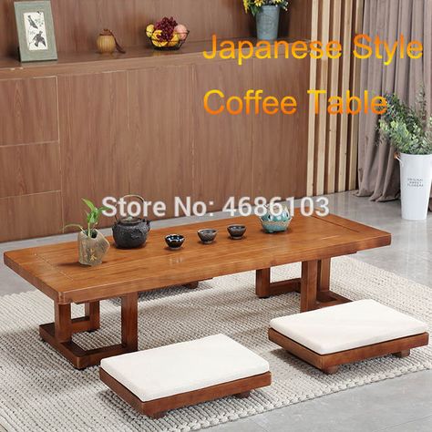 Online Shop 2019 Japanese Tatami Tea Table Solid Wooden Table Balcony Floating Window Table Kang Table Zen Low table basse de salon | Aliexpress Mobile Tatami Table, Japanese Tea Table, Legless Chair, Japanese Dining Table, Low Dining Table, Floor Seating Living Room, Japanese Tatami, Tea Table Design, Window Table