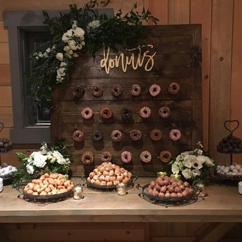 Donut Wall Wedding, Donut Board, Donut Signs, Laser Signs, Donut Display, Special Walnut Stain, Donut Cake, Wedding Donuts, Sign For Wedding