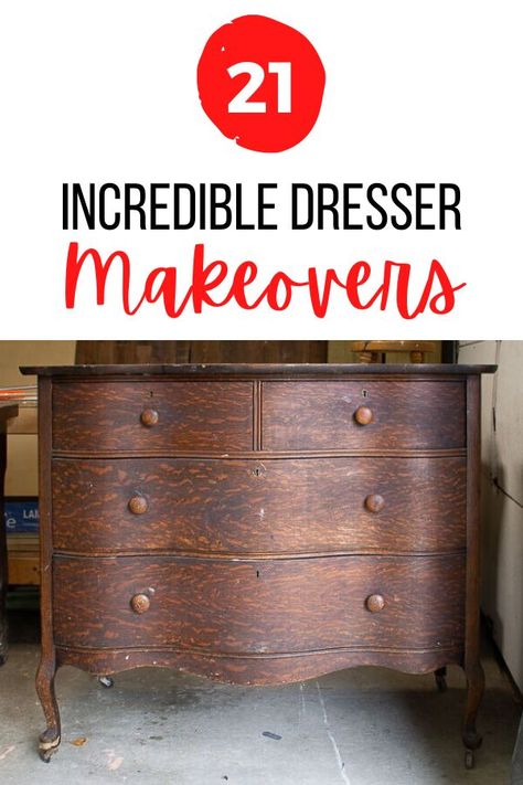 Do you love to upcycle furniture? check out these painted dresser makeovers if you're decorating on a budget. These before and after dresser upcycled are perfect for decorating your bedroom or dining room on a budget. #hometalk Vintage Dresser Redo, Dresser Makeover Ideas, Recycled Dresser, Wood Dressers Makeover, Modern Dresser Makeover, Vintage Dresser Makeover, Decorating Your Bedroom, Dresser Makeovers, Upcycle Dresser