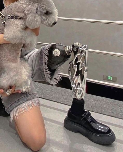 Outfit Categories, Reference Board, Prosthetic Leg, Image Swag, Cyberpunk Aesthetic, Cyberpunk Fashion, Mobility Aids, Futuristic Fashion, Ex Machina