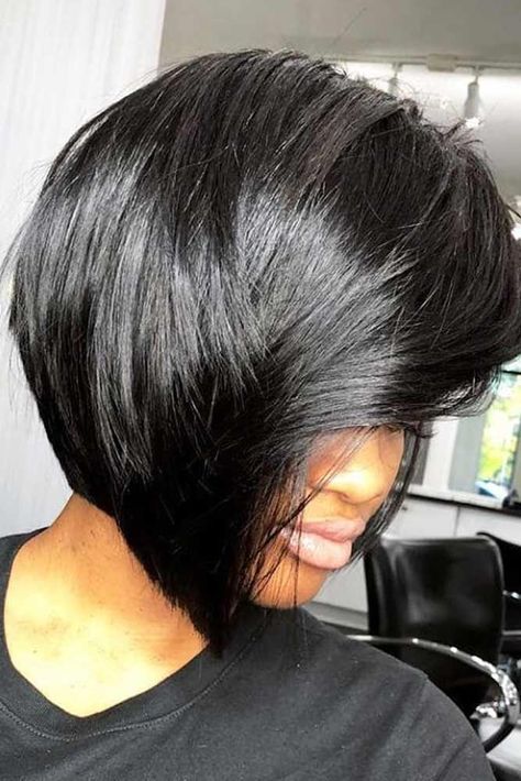 24 Short Hairstyles For Black Women To Look Different | LoveHairStyles Edgy Black Women, Asymmetrical Bob Short Edgy, Pixie Natural Hair, Bob Cut Hairstyles, Long Mohawk, Dark Bob, Asymmetrical Bob Short, Short Hairstyles For Black Women, Balayage Lob