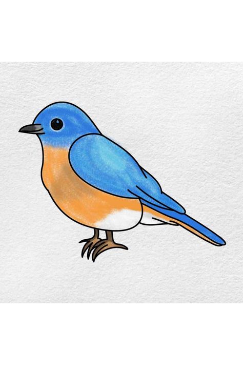 Simple Blue bird drawing Birds Simple Drawing, Picture Of Birds To Draw, Spring Birds Drawing, Bird Doodles Simple How To Draw, Simple Bird Sketch, Simple Birds Drawing, Drawings Of Birds Simple, Blue Bird Drawing Easy, Simple Bird Drawing Sketches