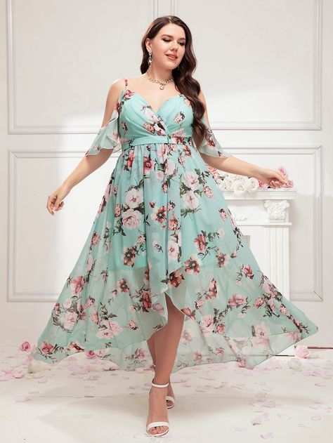 Mint Green Glamorous  Short Sleeve Chiffon Floral,All Over Print A Line Embellished Non-Stretch All Weddings & Events Mint Green Bridesmaid Dresses, Plus Size Bridesmaid Dresses, Plus Size Bridesmaid, Fancy Dresses Long, Chiffon Floral, Bridesmaid Dresses Plus Size, Green Floral Dress, Plus Size Wedding, Groom Dress