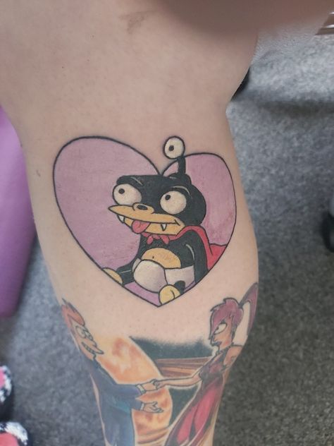 Nibbler Futurama Tattoo, Nibbler Futurama, Futurama Tattoo, Lower Leg Tattoos, Neo Trad Tattoo, Cartoon Tattoos, New Tattoo, Wonderful Life, Futurama