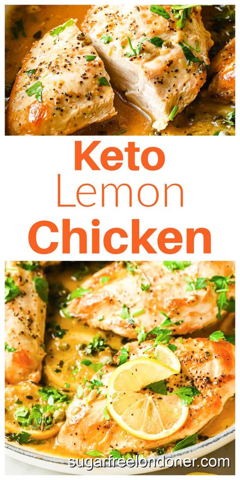 Keto Lemon Chicken, Low Carb Chicken Breast Recipes, Lemon Chicken Breast Recipes, Lemon Sauce For Chicken, Healthy Lemon Chicken, Low Fat Chicken, Lemon Butter Chicken, Chicken Tenderloin Recipes, Lemon Chicken Recipe