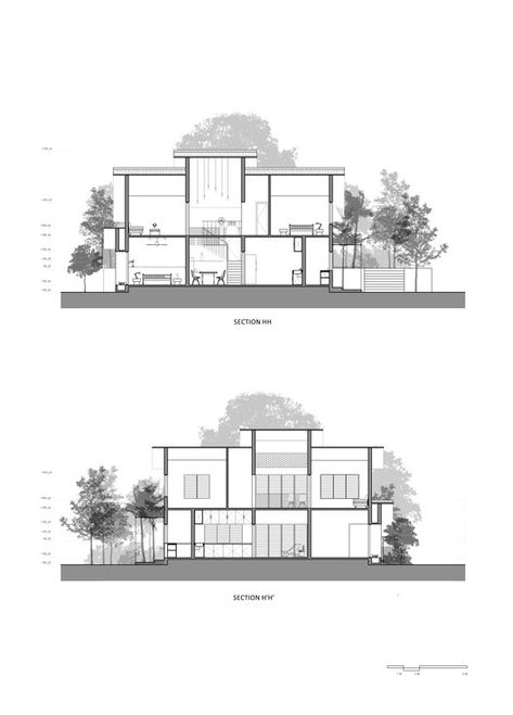 Gallery of Mausam - House of the Seasons / ZERO STUDIO - 29 Building Section Drawing, Section Of A Building, Section Drawing Architecture, Section Design, Plan Architecture, Elevation Drawing, Architecture Drawing Plan, Architecture Elevation, Plans Architecture