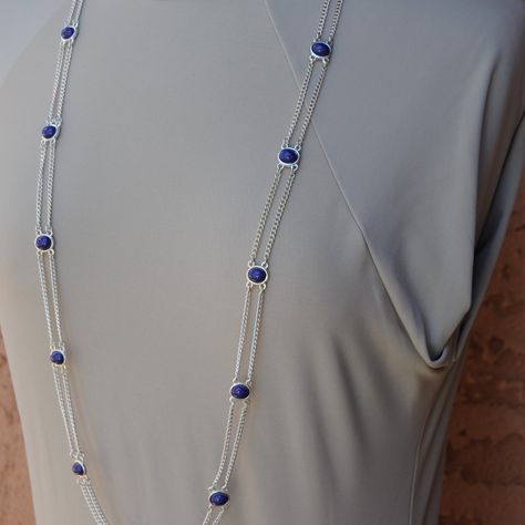 Lapis Blue Color Set In A Double Chain With Multiple Medallions Throughout. Adjustable Lengths And This Necklace Can Be Doubled Too. Great With A Crisp White Blouse And Blue Jeans Or Blue Pants. Length Is 22". Crisp White Blouse, Chicos Jewelry, Lapis Blue, Silver Jewelry Fashion, Double Chain, Blue Pants, Pants Length, Gold Jewelry Fashion, White Blouse