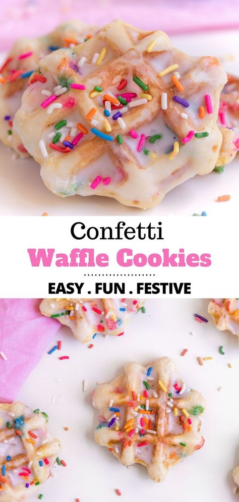 Icing For Waffles, Cookie Waffle Recipe, Waffles With Sprinkles, Butter Waffle Cookies, Cake Mix Waffle Cookies, Recipes With Waffle Maker, Vanilla Waffle Cookies, Chocolate Waffle Cookies, Cookie Dough Waffles