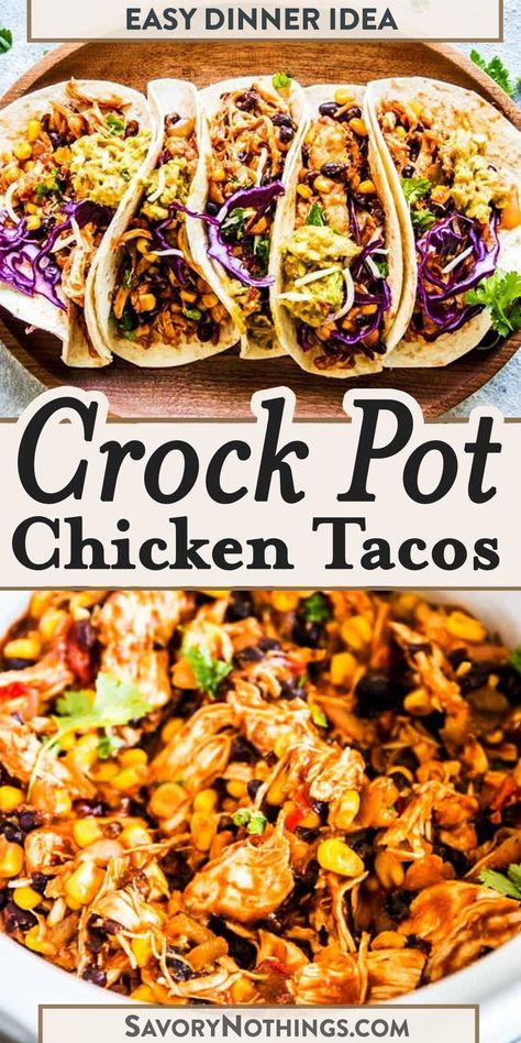 Crockpot Chicken Tacos Recipes, Crockpot Chicken Tacos, Tacos Chicken, Slow Cooker Chicken Tacos, Chicken Tacos Crockpot, Shredded Cabbage, Crock Pot Tacos, Chicken Taco Recipes, Taco Shells