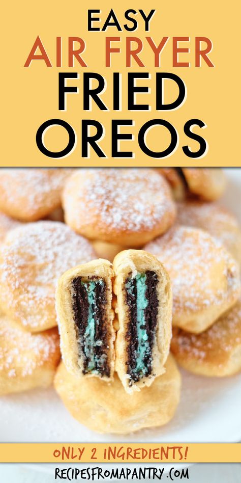 Air Fryer Baked Goods, Oreos Recipes, Air Fryer Fried Oreos, Air Fried Oreos, Air Fryer Oreos, Fried Oreos Recipe, Deep Fried Oreos, Air Fryer Recipes Dessert, Fried Oreos