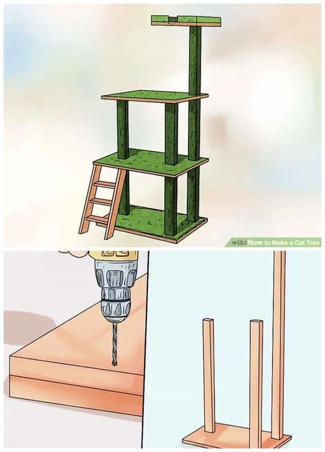 22 DIY Cat Tree Plans To Build For Your Feline Friend Diy Cat Trees Homemade, Cat Climber Diy, Diy Outdoor Cat Tree, Cat Tree Diy Easy How To Build, How To Build A Cat Tree, Ikea Cat Tree, Cat Tree Diy Plans, Diy Cat Tower Plans, Diy Cat Tree Plans