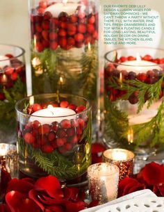 Candle Centerpiece, Christmas Tablescape, Christmas Jars, Centerpiece Ideas, Christmas Tablescapes, Christmas Tea, Christmas Table Settings, Floating Candles, Noel Christmas