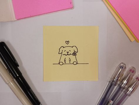 Stikynote Drawing, Cute Drawings On Sticky Notes, Sticky Notes Aesthetic Drawing, Cute Sticky Note Drawings, Sticky Note Doodles Easy, Sticky Note Drawings Doodles, Stick Notes Ideas Wall, Sticky Notes Doodles, Drawing On Sticky Notes