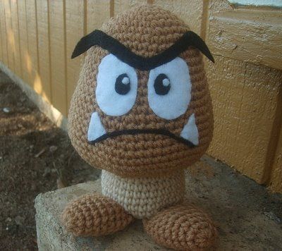 Mario Goomba plushie (with free crochet pattern) Mario Goomba, Crochet Mario, Mario Crochet, Pokemon Crochet Pattern, Haken Baby, Mario Brothers, Disney Films, Crochet Toys Patterns, Amigurumi Free Pattern