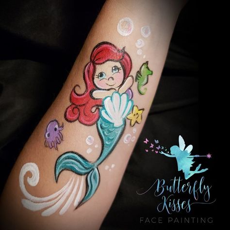 Ariel Face Paint, Kiss Face Paint, Cheek Painting, Mermaid Face Paint, Mermaid Paintings, Mermaid Face, Kids Tattoo, Cheek Art, Painting Ideas For Kids