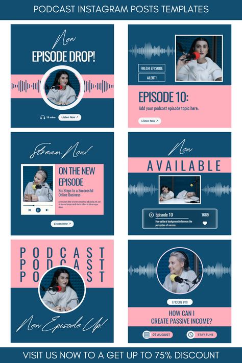 30+ creative and engaging Instagram post ideas to promote your podcast, plus Canva templates to help you get #New_Episode_Podcast #Podcast_Instagram_Post #Podcast_Social_Media #Podcast_Promotion New Episode Podcast, Podcast Instagram Post, Post Ideas For Instagram, Podcast Promotion, Podcast Template, Instagram Posts Template, Podcast Social Media, Podcast Instagram, Podcast Design