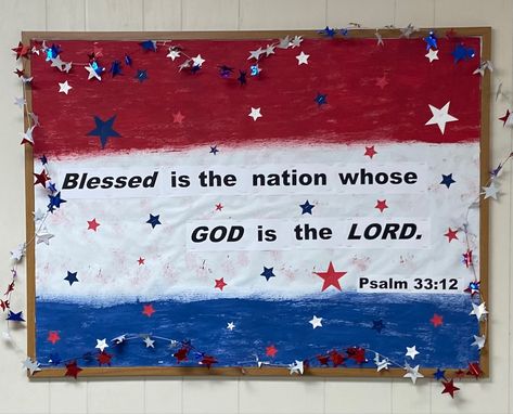 Bible Bulletin Boards, Bulletin Boards Classroom Decor, Psalm 33, Bible Story Crafts, Church Bulletin Boards, Religious Crafts, Church Bulletin, Patriotic Crafts, Classroom Bulletin Boards