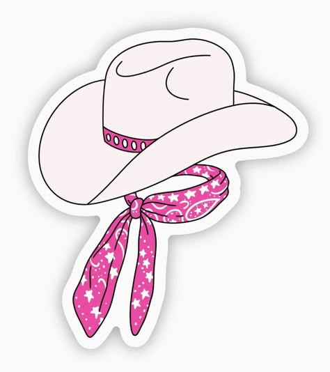 Cute pink sticker of cowgirl hat and pink scarf. High quality vinyl sticker. Great to decorate laptops, water bottles, car windows, coolers, phone cases, journals, and more. Details: 2.6" x 3.0" Printed and shipped with care from the U.S.A. High quality and durable vinyl, indoor and outdoor use Waterproof and weather resistant Stickers Rosa, Cowboy Stickers, Cowboy Hat Sticker, Stickers For Iphone, Stickers For Phone, Canvas Bag Design, Sticker Design Inspiration, Happy Stickers, Pop Stickers