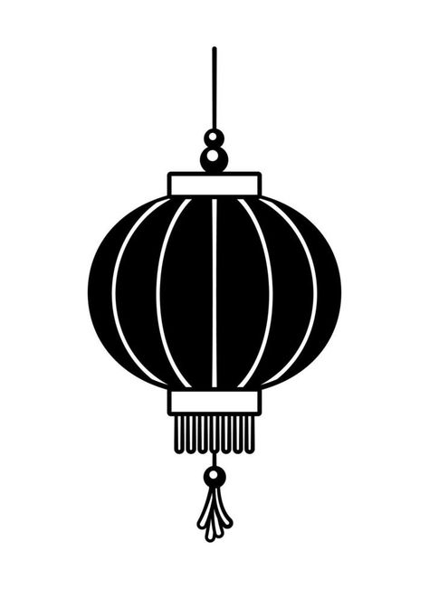 Chinese festival hanging lantern cartoon silhouette vector illustration. Traditional New year Asian lamp. Japanese Lantern Illustration, Chinatown Poster, Japanese Lanterns Drawing, Chinese Elements Design, Lantern Drawing Simple, Chinese Lantern Drawing, Asian Lamp, Chinese Vector, Chinese Icon