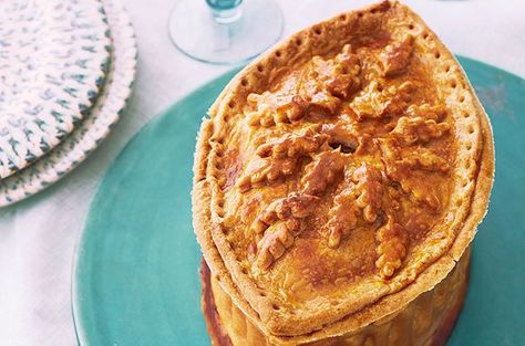 Raised Game Pie (Judge’s Recipe) | The Great British Bake Off #porkpie #gamemeat #pie Hot Water Crust, Hot Water Crust Pastry, Game Pie, British Baking Show Recipes, British Bake Off Recipes, Bake Off Recipes, The Great British Bake Off, British Bake Off, British Baking