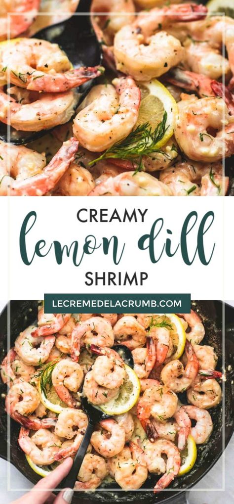 Lemon Dill Shrimp Pasta, Shrimp And Dill Recipes, Dill Shrimp Recipes, Shrimp Dijon Recipes, Tahini Shrimp, Ww Shrimp Recipes, Dill Shrimp, August Recipes, Lemon Dill Sauce