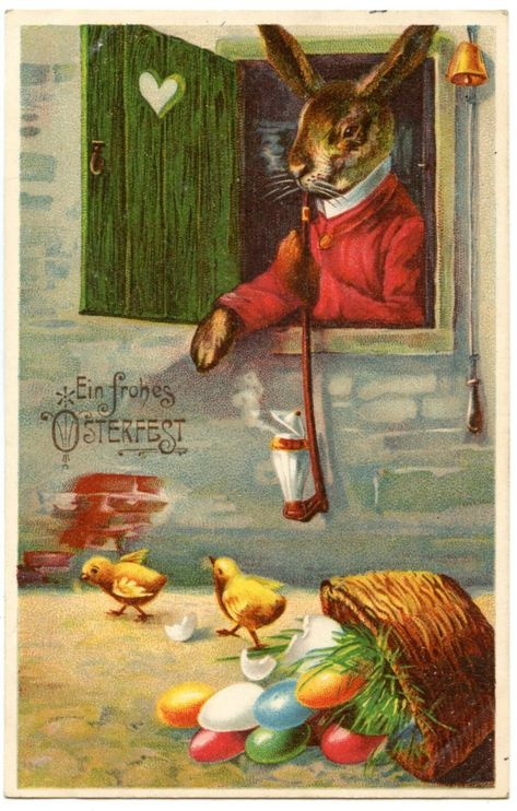 Easter Bunny Art, Easter Hare, Easter Vintage, Vintage Easter Postcards, Vintage Easter Cards, Long Pipe, Beautiful Rabbit, Spring Images, Easter Postcards