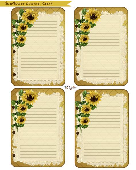 Free Sunflower journal cards Free Sunflower Ephemera, Journal Cards Free Printable, Paper Card Ideas, Sunflower Journal, Handmade Paper Cards, World Png, Free Printable Stationery, طابع بريدي, Free Vintage Printables