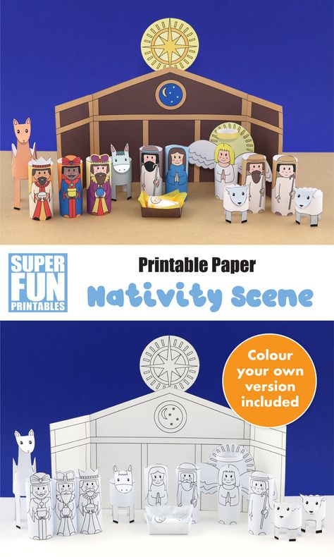 printable nativity scene Nativity Animals Diy, Nativity Scene Crafts For Kids, Manger Scenes Nativity Diy, Paper Nativity Scene, Nativity Scene Printable, Printable Nativity Scene, Paper Nativity, Printable Nativity, Nativity Characters