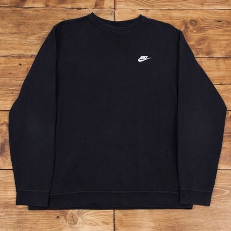 Black Crewneck Outfit, Nike Black Sweatshirt, Nike Hoodie Vintage, Black Nike Sweatshirt, Vintage Nike Sweater, Crewneck Outfit, Nike Jumper, Nike Crew Neck, Vintage Nike Sweatshirt