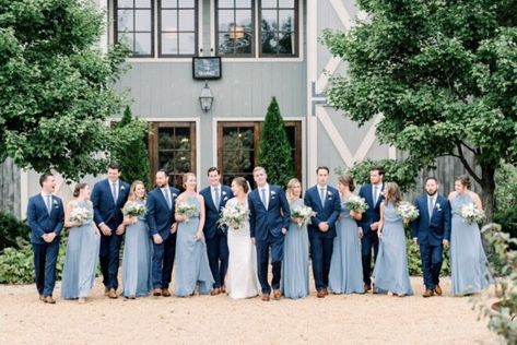 How To Select The Right Blue Suits Based On Bridesmaids Dresses – The Groomsman Suit Navy Blue Groomsmen, Blue Groomsmen Suits, Blue Groomsmen, Pastel Bridesmaids, Pastel Bridesmaid Dresses, Popular Wedding Colors, Groomsmen Looks, Blue Suits, Dusty Blue Bridesmaid Dresses