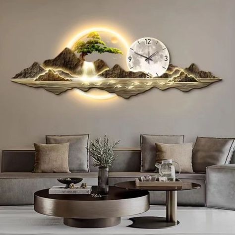 Wall Watch Design, Bedrooms Aesthetic, Clocks Art, Wall Clock Luxury, Large Wall Clock Modern, Clock For Living Room, Modern Luxury Interior, Clock Ideas, Wall Clocks Living Room