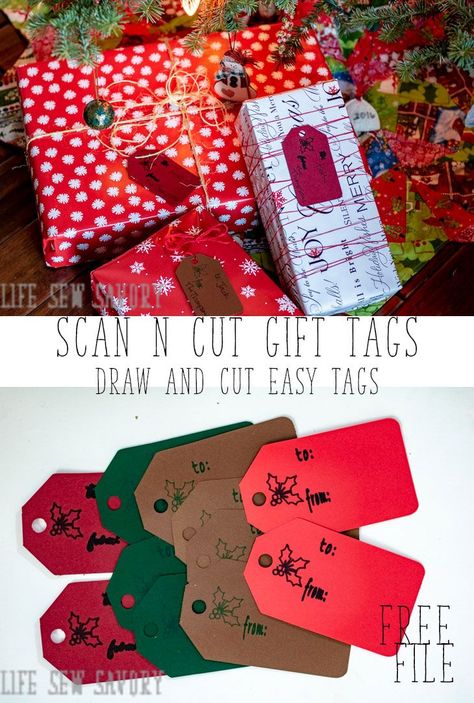 Scan N Cut Gift Tags Easy Printable Tags to draw and cut from Life Sew Savory Creative Homemade Gifts, Scan N Cut Projects, Pinterest Christmas, Food Christmas, Awesome Crafts, Amazing Crafts, Heart Diy, Free Gift Tags, Pinterest Group