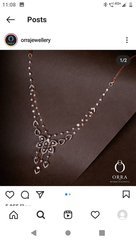 Rose Gold Bride Jewelry, Rose Gold Necklace Set Simple, Orra Jewellery Necklaces, Rose Gold Necklace Set Indian, Small Diamond Necklace Simple, Simple Diamond Necklace Indian, Orra Jewellery, Diamond Necklace Set Simple, Rose Gold Necklace Set