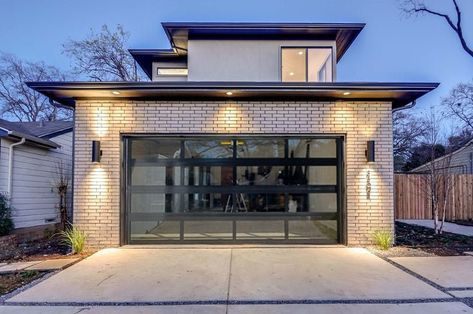 Clear Garage Doors, Enclosed Garage, Modern Garage Door, Cedar Garage Door, Garage Door Lights, Custom Wood Garage Doors, Garage Door House, Garage Door Paint, Glass Garage