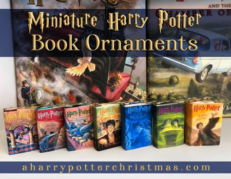 Harry Potter Book Covers Printable, Harry Potter Ornaments Diy, Miniature Harry Potter, Harry Potter Tree, Harry Potter Christmas Ornaments, Hp Christmas, Book Ornaments, Harry Potter Book Covers, Harry Potter Christmas Decorations