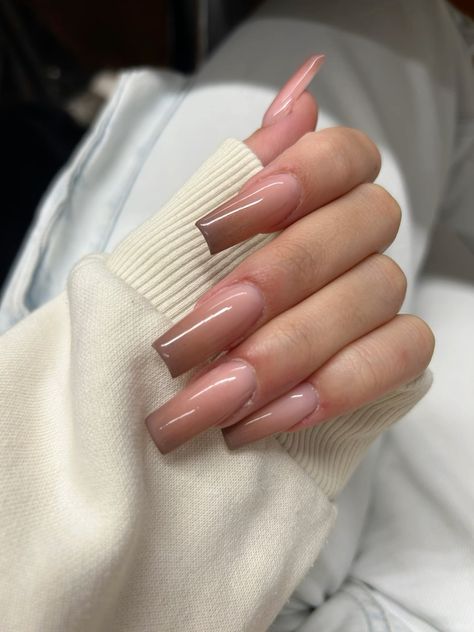 Brown N White Nails, Beige French Tip Nails Square, October Birthday Nails Acrylic, Neutral Baddie Nails, Fall Nails Coffin Long, Nails Inspiration Herbst, Ombre Nail Designs Fall, Brown And Beige Nails, Minimalist Nails Fall