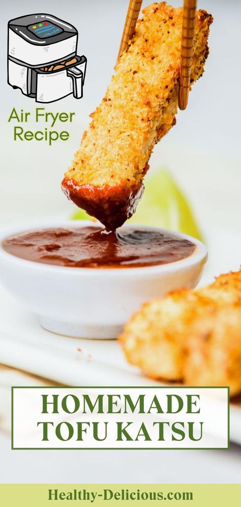 Air Fryer Recipes Uk, Katsu Sauce, Tofu Katsu, Air Fryer Tofu, Katsu Recipes, Tofu Recipes Easy, Homemade Tofu, Vegan Recipes Plant Based, Air Fryer Recipe