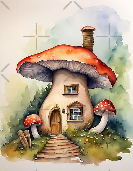 Dive into the forest's allure with our watercolor artwork—five charming Amanita muscaria mushrooms create a whimsical scene on the forest floor. Capturing nature's magic, this piece adds enchantment to any space. Mushroom Fairy House Painting, Mushroom Project, Cute Mushroom House, Mushroom Scene, Autumn Printables, Mushroom Village, Forest Drawing, Decorate Notebooks, Amanita Muscaria