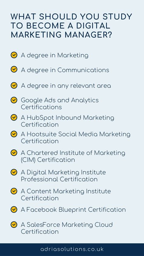 Hiring a Digital Marketing Manager? You might believe that a Marketing Degree is the most common qualification for Digital Marketing Managers, but this isn't 100% true. While many Digital Marketing Managers have a college background, many decide to get into Marketing through professional certification. Google Ads, Google Analytics, Facebook Blueprint... you name it! You can read more insights about recruiting for talented Digital Marketing Managers in your website. College Background, Marketing Certifications, Associates Degree, Marketing Degree, Marketing Career, What To Study, Digital Marketing Manager, Marketing Management, Digital Marketing Trends