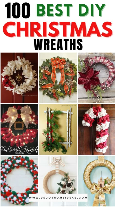 Best DIY Christmas Wreaths #Christmas #diy #wreath #decorhomeideas Wreaths Christmas Diy, Diy Christmas Reefs, Homemade Christmas Wreaths, Christmas Wreath Designs, Outdoor Christmas Wreaths, Christmas Wreath Ideas, Holiday Decor Ideas, Diy Christmas Door, Red Christmas Wreath