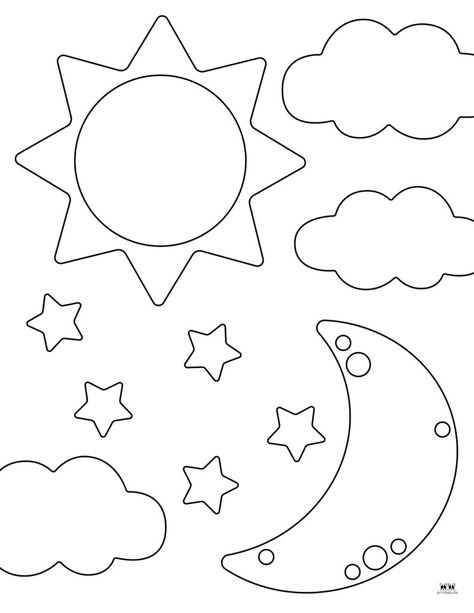 Print these moon coloring pages and templates, including moon phases, to help entertain and educate your little ones. Print from home. 100% FREE! Moon Template, Felt Template, Moon Printable, Moon Coloring Pages, Space And Astronomy, Page Template, Moon Phases, Template Printable, From Home