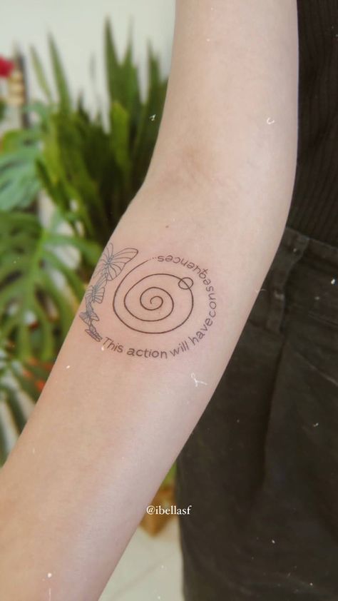 life is strange 
tatto 
this action will have consequences It Inspired Tattoos, Life Is Strange This Action Will Have Consequences, Life Is Strange Before The Storm Tattoo, This Action Will Have Consequences Tattoo, This Action Will Have Consequences, Life Is Strange Tattoo Ideas, Life Is Strange Tattoo, Storm Tattoo, Rachel Amber