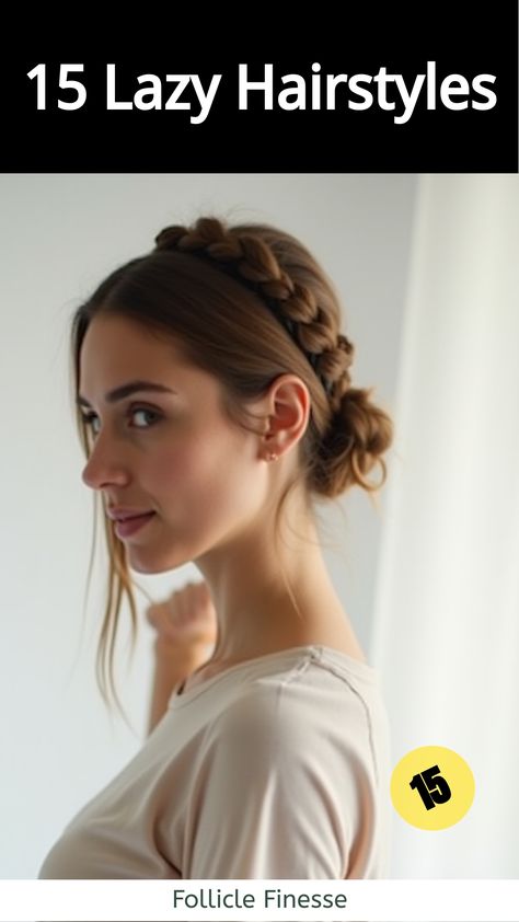 Lazy Hairstyles,Woman with braided headband hairstyle Bed Hairstyles, Bed Head Hair, Beanie Hairstyles, Easy Glam, Toddler Braided Hairstyles, Grey Bob Hairstyles, 90’s Hairstyles, Easy Updo Hairstyles, Second Day Hairstyles