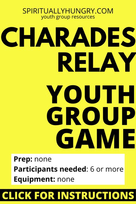 Charades Relay Game Instructions | No Prep Youth Group Games | Youth Ministry Youth Activities For Church, Youth Challenge Games, Easy Youth Group Games, Teen Youth Group Games, Chirch Games, Ice Breakers For Teens Youth Ministry, Games For Youth Groups Church, Youth Group Games Indoor Church, Youth Group Scavenger Hunt Church