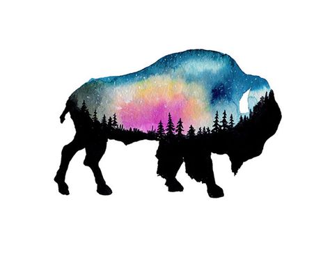 Buffalo print bison print boho nursery buffalo watercolor | Etsy Bison Watercolor, Phone Update, Bison Tattoo, Buffalo Tattoo, Bison Print, Buffalo Wall Art, Buffalo Painting, Country Wallpaper, Bison Art