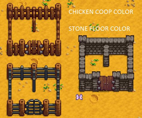 Stardew Valley Fence, New Gate Design, Stardew Valley Layout, Gate Designs, Farm Ideas, Pixel Art Design, Floor Colors, Animal Crossing Qr, Stardew Valley