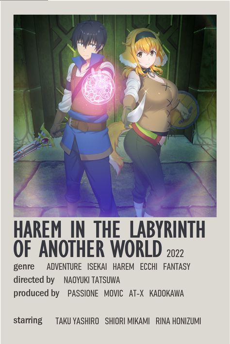 Harem In The Labyrinth Of The Other World, Harem In The Labyrinth, Harem Anime, Isekai Anime, Anime Minimalist Poster, Anime Character Names, Best Romance Anime, Anime Suggestions, Good Anime Series