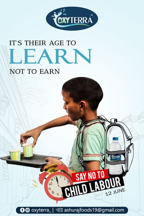 World Day Against Child Labour This year’s World Day Against Child Labour focuses on action taken for the 2021 International Year for the Elimination of Child Labour. Oxyterra Contact us on 7507082185. #water #waterbottle #bottle #stayhydrated #ecofriendly #drinkwater #fitness #hydrate #Distributer #drinkpure #purewater #cleanwater #waterbottles #waterbranding #refilledwater #watercrisis #fixthewater #packaging #hydration #refreshing #healthydrinking #Pimprichinchwad #pune World Day Against Child Labour Creative, World Day Against Child Labour, Child Labour, Water Branding, World Days, International Day, Creative Ads, Cushion Design, Social Issues